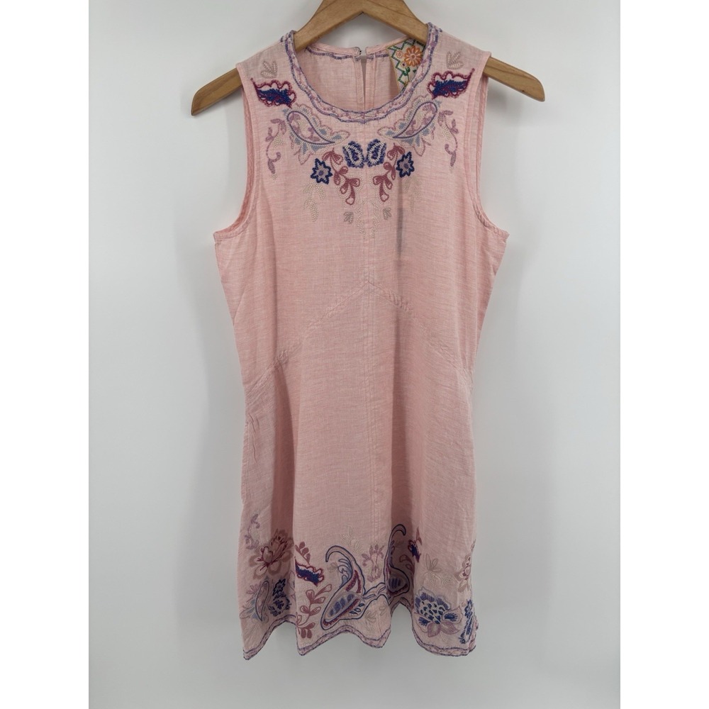 NWT Johnny Was Cleolia Chevron Tank Dress Sz S Embroidered Paisley Linen $298